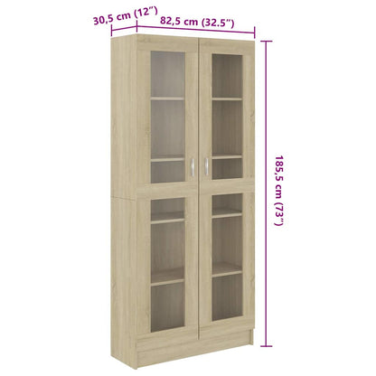 Vitrinskåp Sonoma Ek 82,5x30,5x185,5 cm