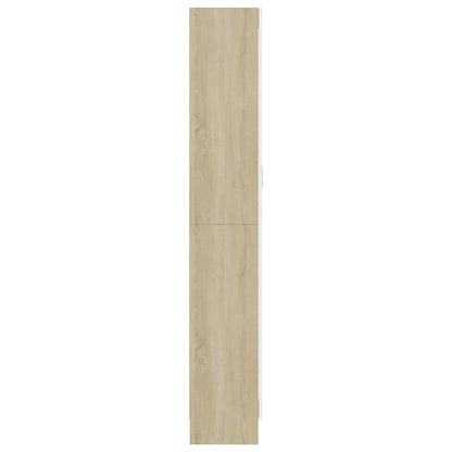 Vitrinskåp Vit och Sonoma Ek 82,5x30,5x185,5 cm