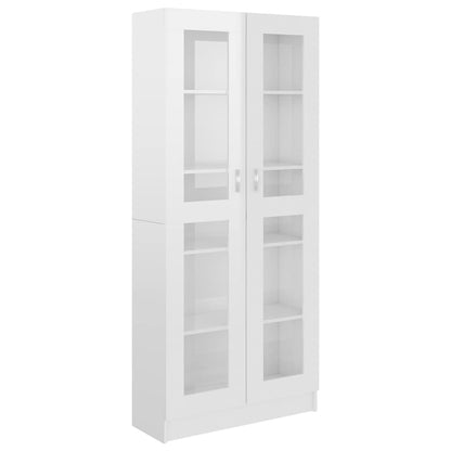 Vitrinskåp vit högglans 82,5x30,5x185,5 cm konstruerat trä