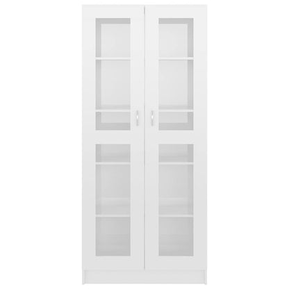 Vitrinskåp vit högglans 82,5x30,5x185,5 cm konstruerat trä
