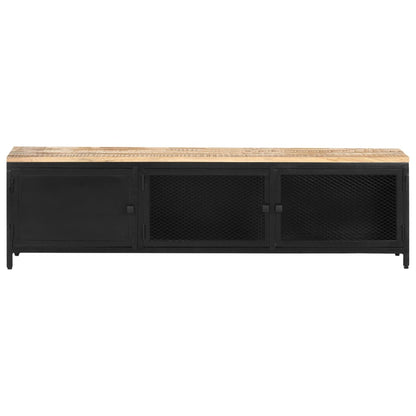 TV-bänk 130x30x37 cm massivt grovt mangoträ