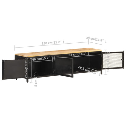 TV-bänk 130x30x37 cm massivt grovt mangoträ