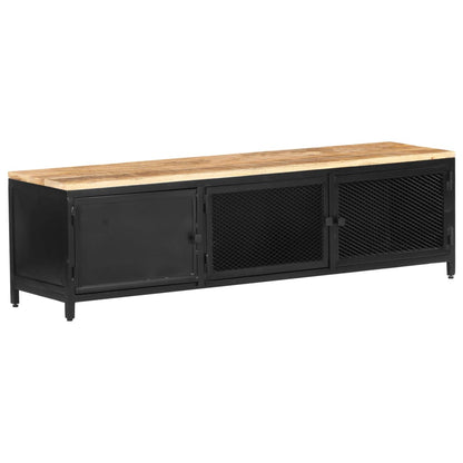 TV-bänk 130x30x37 cm massivt grovt mangoträ