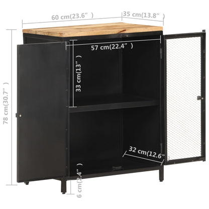 Skänk Trä 60x35x78 cm massivt grovt mangoträ