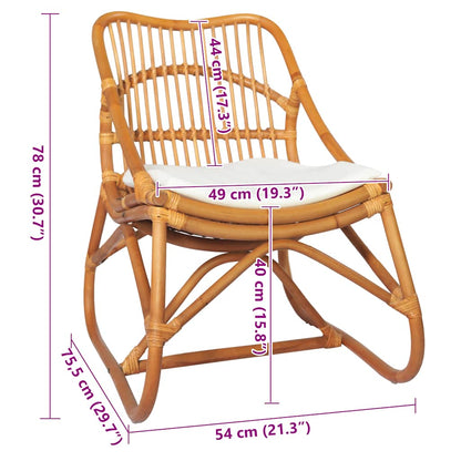 Fåtölj Brun Ljusbrun Trä Rottingstol linnetyg