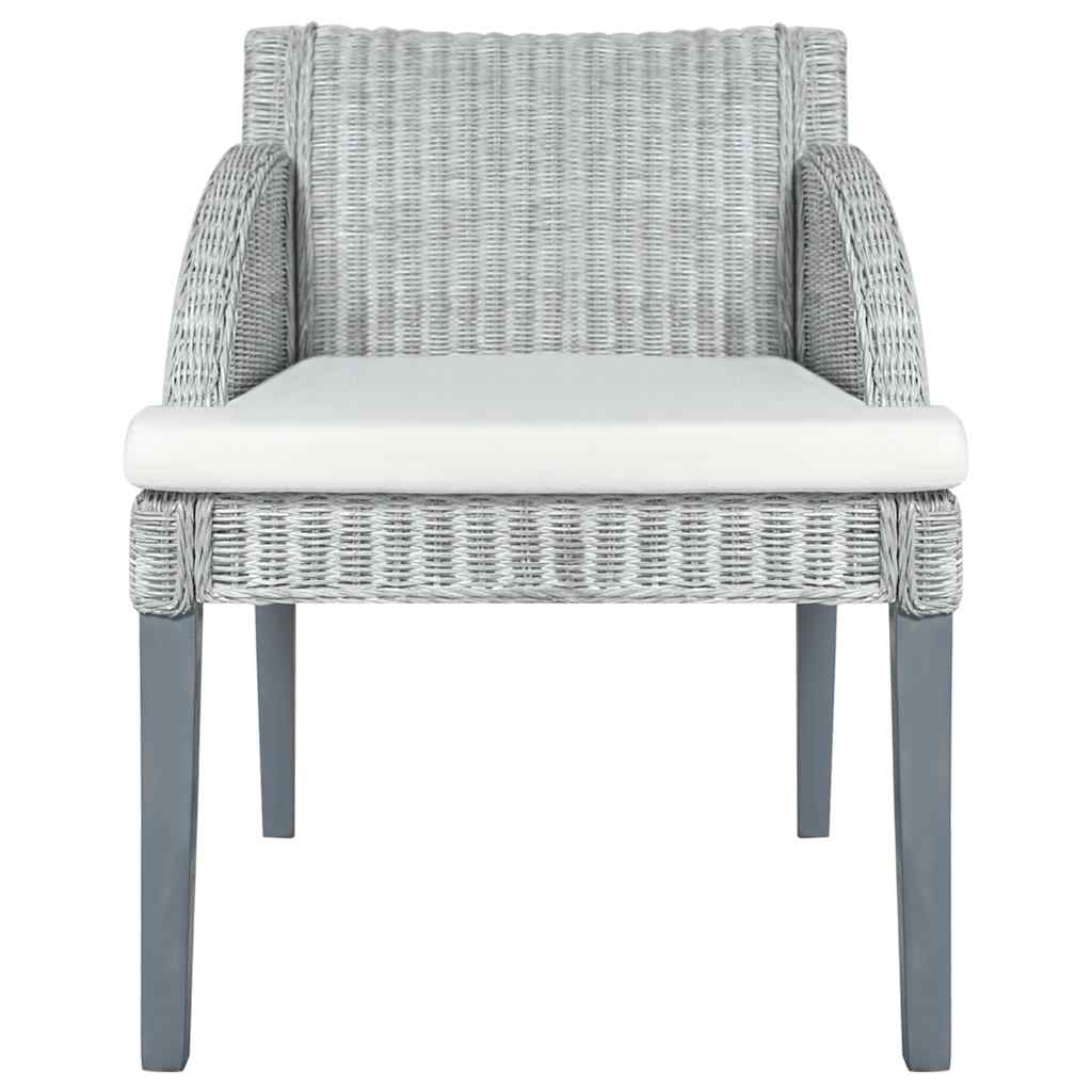 Matstolar med dynor 2 st grå äkta rotting