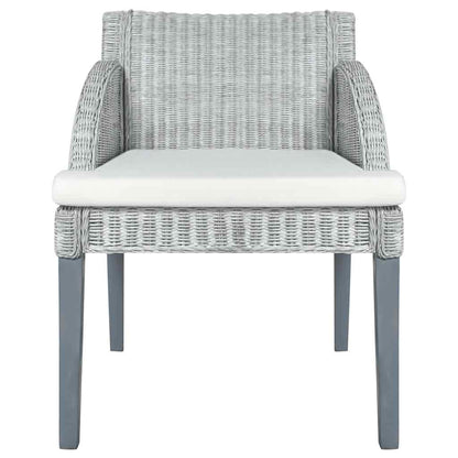 Matstolar med dynor 2 st grå äkta rotting