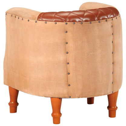 Fåtölj Brun äkta skinn och massivt mangoträ