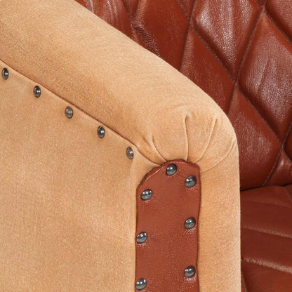 Fåtölj Brun äkta skinn och massivt mangoträ