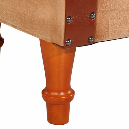 Fåtölj Brun äkta skinn och massivt mangoträ