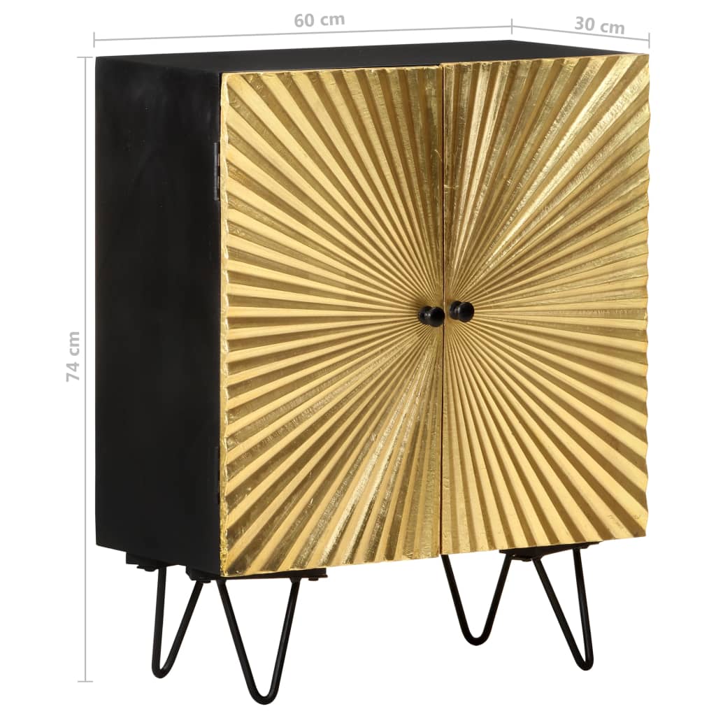 Skänk Trä med mässingsfront 60x30x74 cm massivt mangoträ