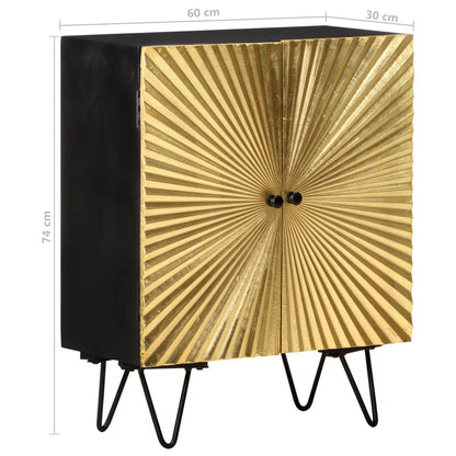 Skänk Trä med mässingsfront 60x30x74 cm massivt mangoträ