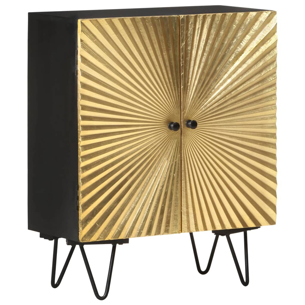 Skänk Trä med mässingsfront 60x30x74 cm massivt mangoträ