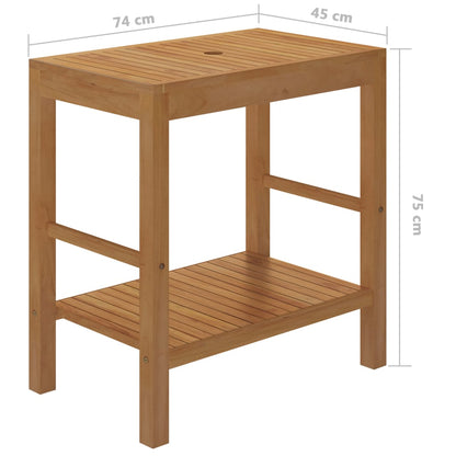 Badrumsunderskåp teak med handfat marmor svart