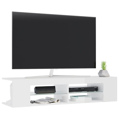 TV-Möbel Högglans Vit TV-Bänk LED 135x39x30 cm