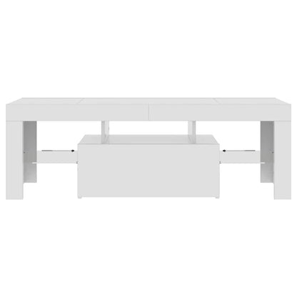 TV-bänk med LED-belysning vit högglans 120x35x40 cm