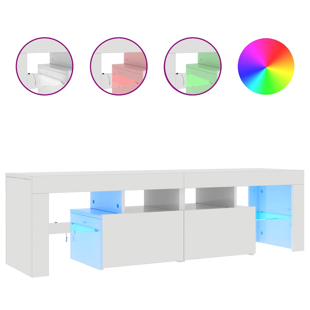 TV-Möbel Högglans Vit TV-Bänk LED 140x36,5x40 cm
