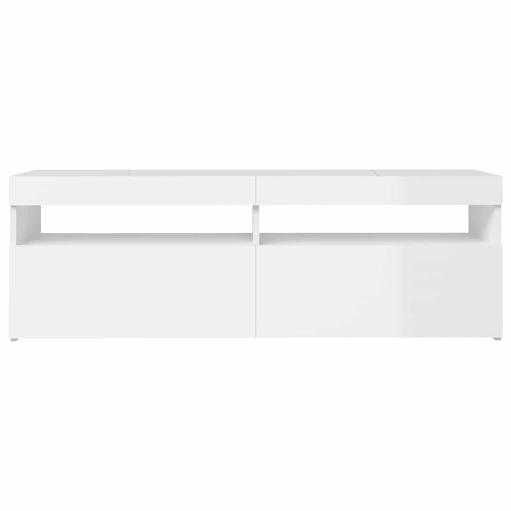 TV-Möbel Högglans Vit TV-bänk LED-belysning 120x35x40 cm