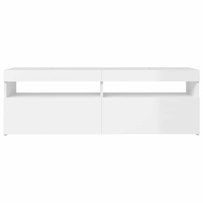 TV-Möbel Högglans Vit TV-bänk LED-belysning 120x35x40 cm