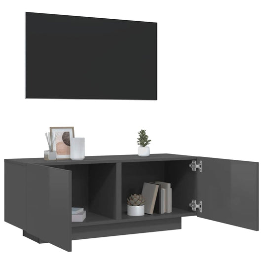 TV-skåp grå högglans 100x35x40 cm konstruerat trä