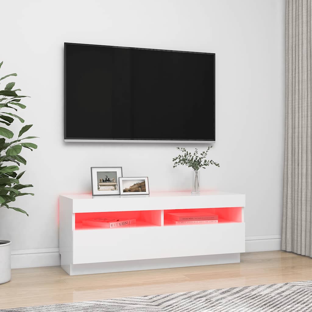 TV-Möbel Vit TV-Bänk LED 100x35x40 cm