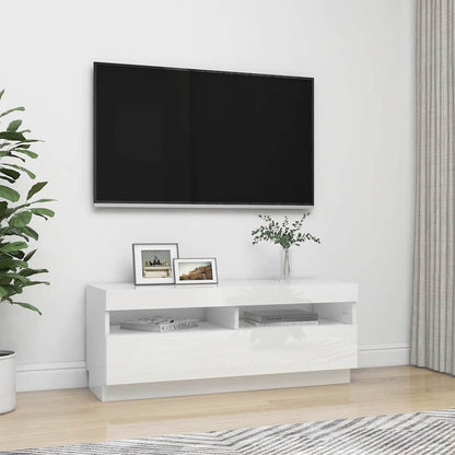 TV-Möbel Högglans Vit TV-Bänk LED 100x35x40 cm