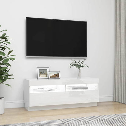 TV-Möbel Högglans Vit TV-Bänk LED 100x35x40 cm