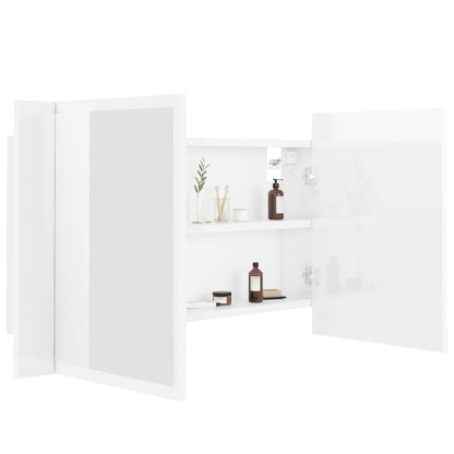 Badrumsspegel Spegelskåp LED Högglans Vit 80x12x45 cm akryl
