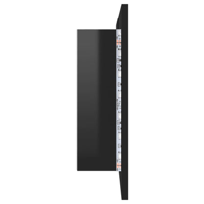 Badrumsspegel Spegelskåp LED Högglans Svart 80x12x45 cm akryl