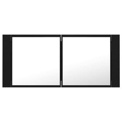 Badrumsspegel Spegelskåp LED Svart 100x12x45 cm akryl