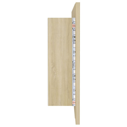 Badrumsspegel Spegelskåp LED Sonoma Ek 100x12x45 cm akryl