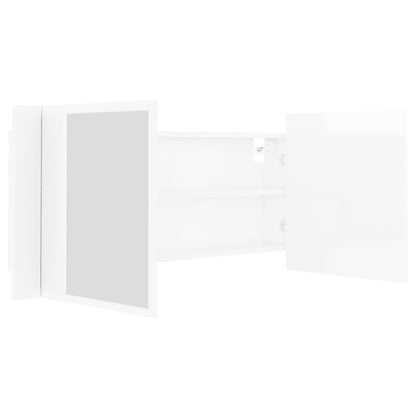 Badrumsspegel Spegelskåp LED Högglans Vit 100x12x45 cm akryl