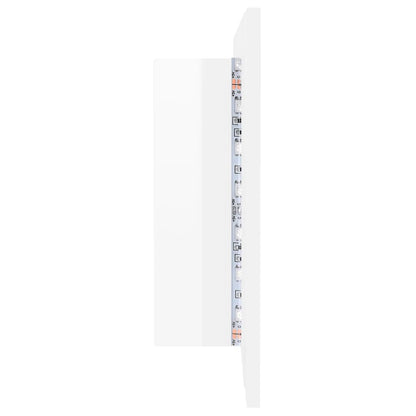Badrumsspegel Spegelskåp LED Högglans Vit 100x12x45 cm akryl