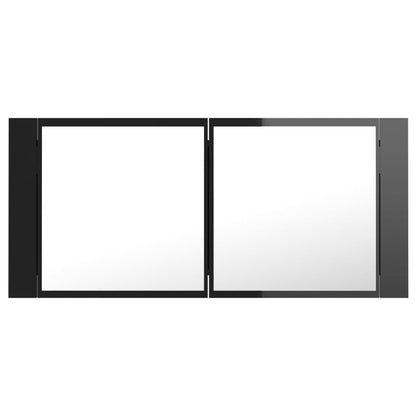 Badrumsspegel Spegelskåp LED Högglans Svart 100x12x45 cm akryl