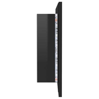Badrumsspegel Spegelskåp LED Högglans Svart 100x12x45 cm akryl