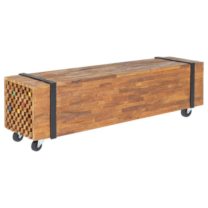 Tv-bänk 110x30x32,5 cm massiv teak