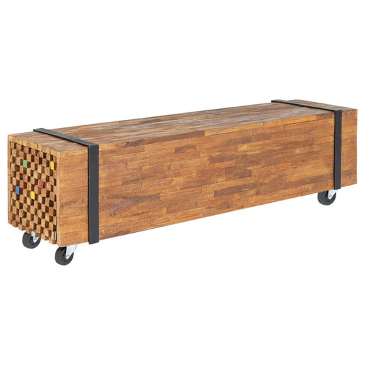 Tv-bänk 110x30x32,5 cm massiv teak