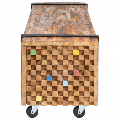 Tv-bänk 110x30x32,5 cm massiv teak