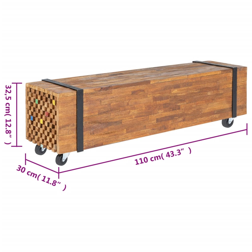 Tv-bänk 110x30x32,5 cm massiv teak