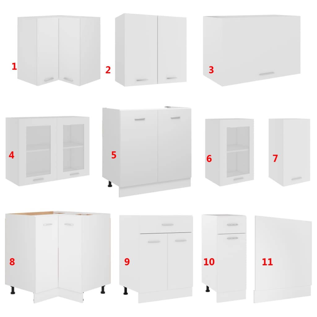 Köksskåp set 11 delar Lyon vit spånskiva