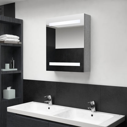 Badrumsspegel Spegelskåp LED Betonggrå 50x14x60 cm