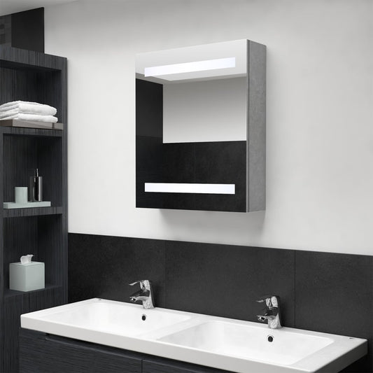 Badrumsspegel Spegelskåp LED Betonggrå 50x14x60 cm