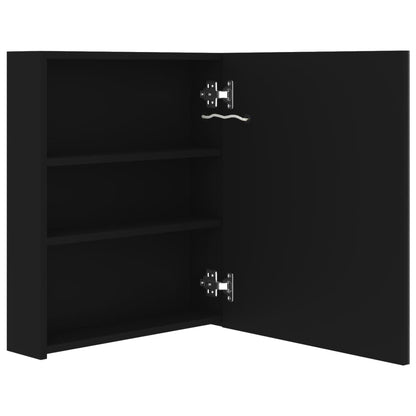 Badrumsspegel Spegelskåp LED Svart 50x14x60 cm