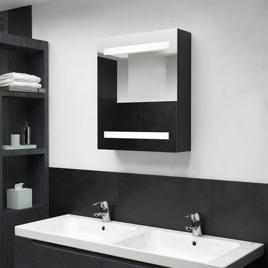 Badrumsspegel Spegelskåp LED Svart 50x14x60 cm