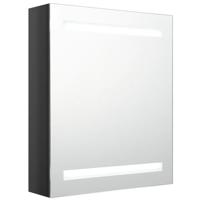 Badrumsspegel Spegelskåp LED Högglans Svart 50x14x60 cm