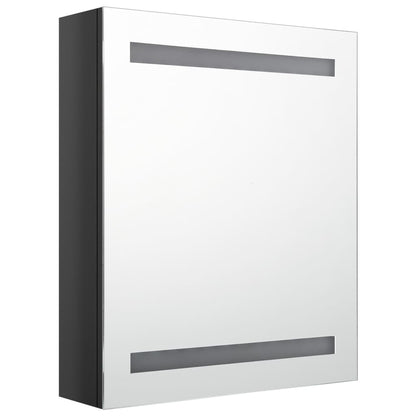 Badrumsspegel Spegelskåp LED Högglans Svart 50x14x60 cm