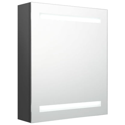 Badrumsspegel Spegelskåp LED Grå 50x14x60 cm