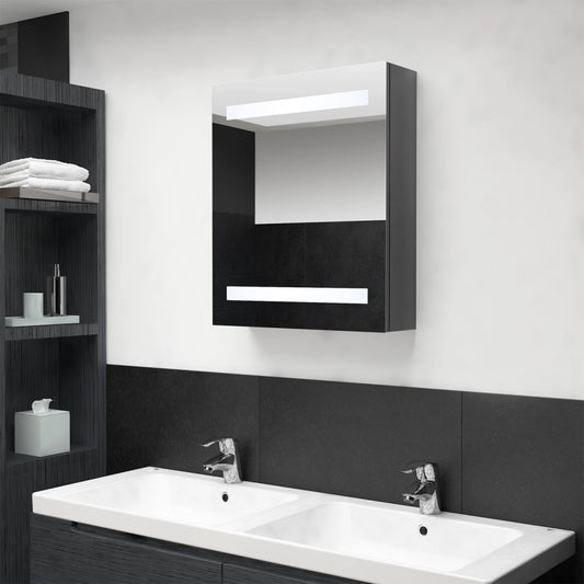 Badrumsspegel Spegelskåp LED blank Grå 50x14x60 cm
