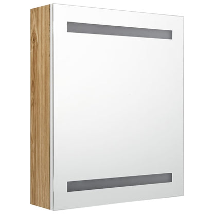 Badrumsspegel LED Vit och Ek 50x14x60 cm