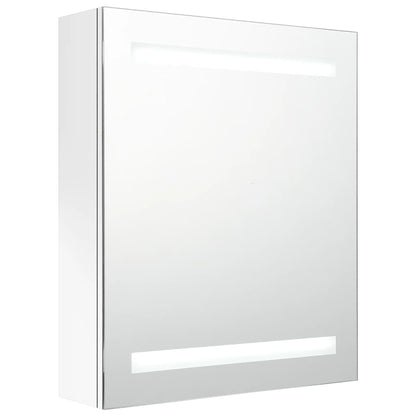 Badrumsspegel Spegelskåp LED Högglans Vit 50x14x60 cm